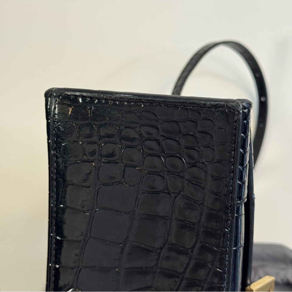 Balenciaga Hourglass Small Black Croc-Embossed Handbag - Picture 14 of 17